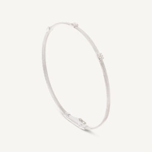 18K White Gold Coil Bangle with Diamonds, 2mm