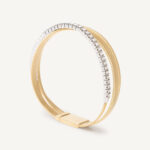 18K Yellow Gold Three Strand Coil Bracelet with Diamonds, 6.75"