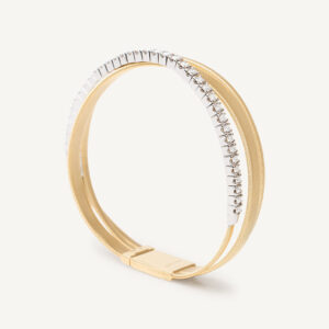 18K Yellow Gold Three Strand Coil Bracelet with Diamonds, 6.75"