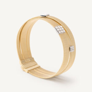 18K Yellow Gold Three Strand Coil Bracelet with Diamonds, 7"
