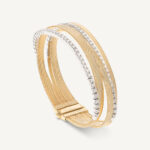 18K Yellow Gold Five Strand Coil Bracelet with Diamonds, 7"