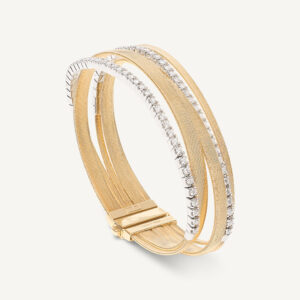 18K Yellow Gold Five Strand Coil Bracelet with Diamonds, 7"