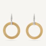 18K Yellow Gold Coil Earrings with Diamonds, 1.4"
