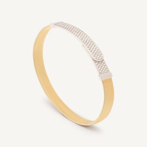 18K Yellow Gold Coil Bangle with Diamond Bar, 7mm