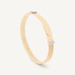 18K Yellow Gold Coil Bangle with Diamond Stations, 7mm
