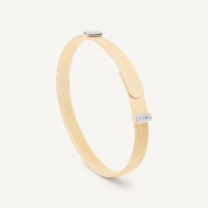 18K Yellow Gold Coil Bangle with Diamond Stations, 7mm