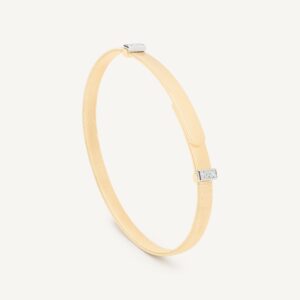18K Yellow Gold Coil Bangle with Diamond Stations, 5mm