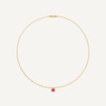 18K Yellow Gold Coil Necklace with Aquamarine Station, 16"