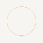 18K Yellow Gold Coil Necklace with 0.5 cwt Diamond Station, 16"