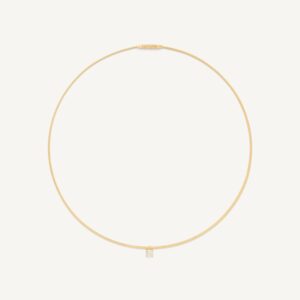 18K Yellow Gold Coil Necklace with 0.5 cwt Diamond Station, 16"