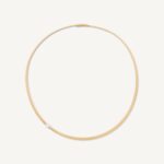 18K Yellow Gold Coil Necklace with Diamond Station, 16.5"
