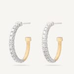 18K Yellow Gold Diamond Coil Hoops, 1"
