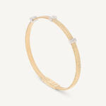 18K Yellow Gold Coil Bracelet with Diamonds, 6.75"
