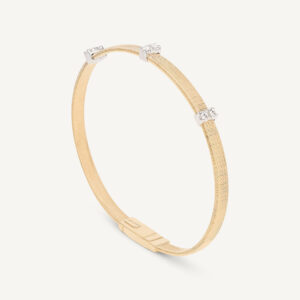 18K Yellow Gold Coil Bracelet with Diamonds, 6.75"