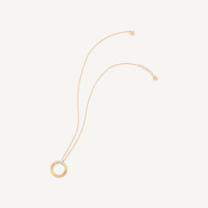 18K Yellow Gold Coil Circle Pendant Necklace with Diamonds, 16.5"-18"