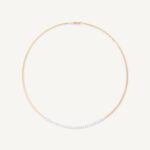 18K Yellow Gold Coil Necklace with Single Diamond Bar, 16.5"