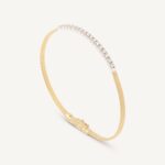 18K Yellow Gold Coil Bangle with Diamond Bar, 2mm