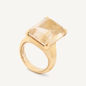 18K Yellow Gold Rutilated Quartz Cocktail Ring