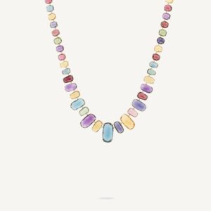 18K Yellow Gold Gemstone Necklace, 17.25"