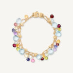 18K Yellow Gold Gemstone Two Strand Bracelet, Amethyst Accents, 7.25"