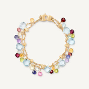 18K Yellow Gold Gemstone Two Strand Bracelet, Amethyst Accents, 7.25"