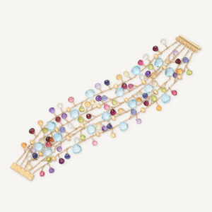 18K Yellow Gold Gemstone Five Strand Bracelet, 7.25"