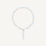 18K Yellow Gold Aquamarine Lariat with Diamond Clasp, 17.25"