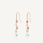 18K Yellow Gold Gemstone Earrings with Diamonds, 2"