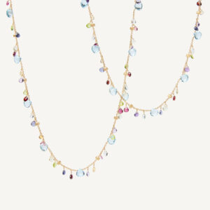 18K Yellow Gold Gemstone Necklace, Blue Topaz Accents 36"