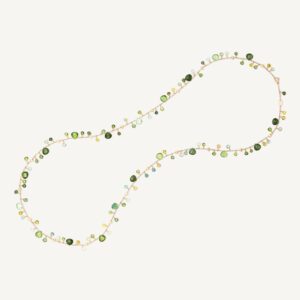 18K Yellow Gold Green Tourmaline Necklace, 36"