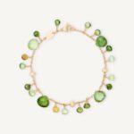 18K Yellow Gold Green Tourmaline Bracelet, 7"