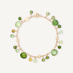 18K Yellow Gold Green Tourmaline Bracelet, 7"