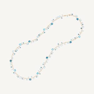 18K Yellow Gold Blue Topaz Necklace, 36"