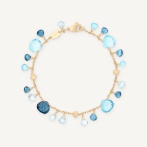 18K Yellow Gold Blue Topaz Bracelet, 7.25"