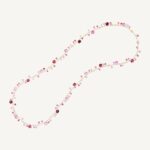 18K Yellow Gold Pink Tourmaline Necklace, 36"