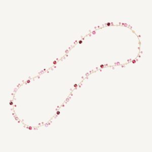 18K Yellow Gold Pink Tourmaline Necklace, 36"