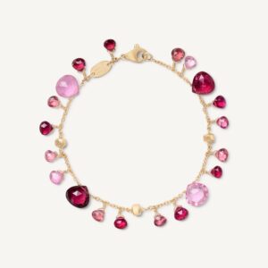 18K Yellow Gold Pink Tourmaline Bracelet, 7.25"