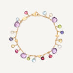18K Yellow Gold Gemstone Bracelet, Amethyst Accents, 7.25"