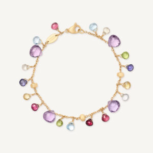 18K Yellow Gold Gemstone Bracelet, Amethyst Accents, 7.25"