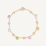 18K Yellow Gold Gemstone Bracelet, 7"