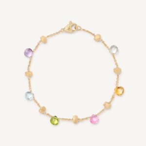 18K Yellow Gold Gemstone Bracelet, 7"