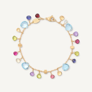 18K Yellow Gold Gemstone Bracelet, Blue Topaz Accents, 7.25"