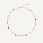 18K Yellow Gold Gemstone Necklace, 16"-17.5"