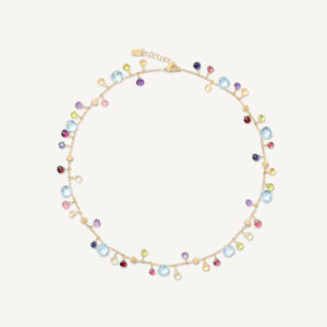 18K Yellow Gold Gemstone Necklace, Blue Topaz Accents 16.5"-18"