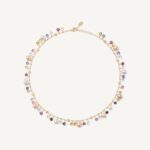 18K Yellow Gold Gemstone Necklace with Pearls, 16.5"-18"