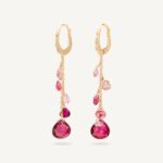18K Yellow Gold Pink Tourmaline Earrings with Diamonds, 2"