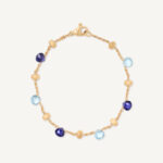 18K Yellow Gold Topaz and Iolite Bracelet, 7"