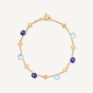 18K Yellow Gold Topaz and Iolite Bracelet, 7"