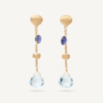 18K Yellow Gold Topaz and Iolite Earrings, 1.58"