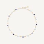 18K Yellow Gold Topaz and Iolite Necklace, 16"-17.5"